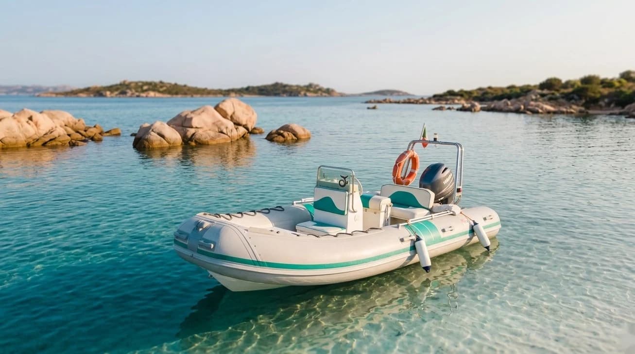 Gommone in mare — arcipelago di La Maddalena